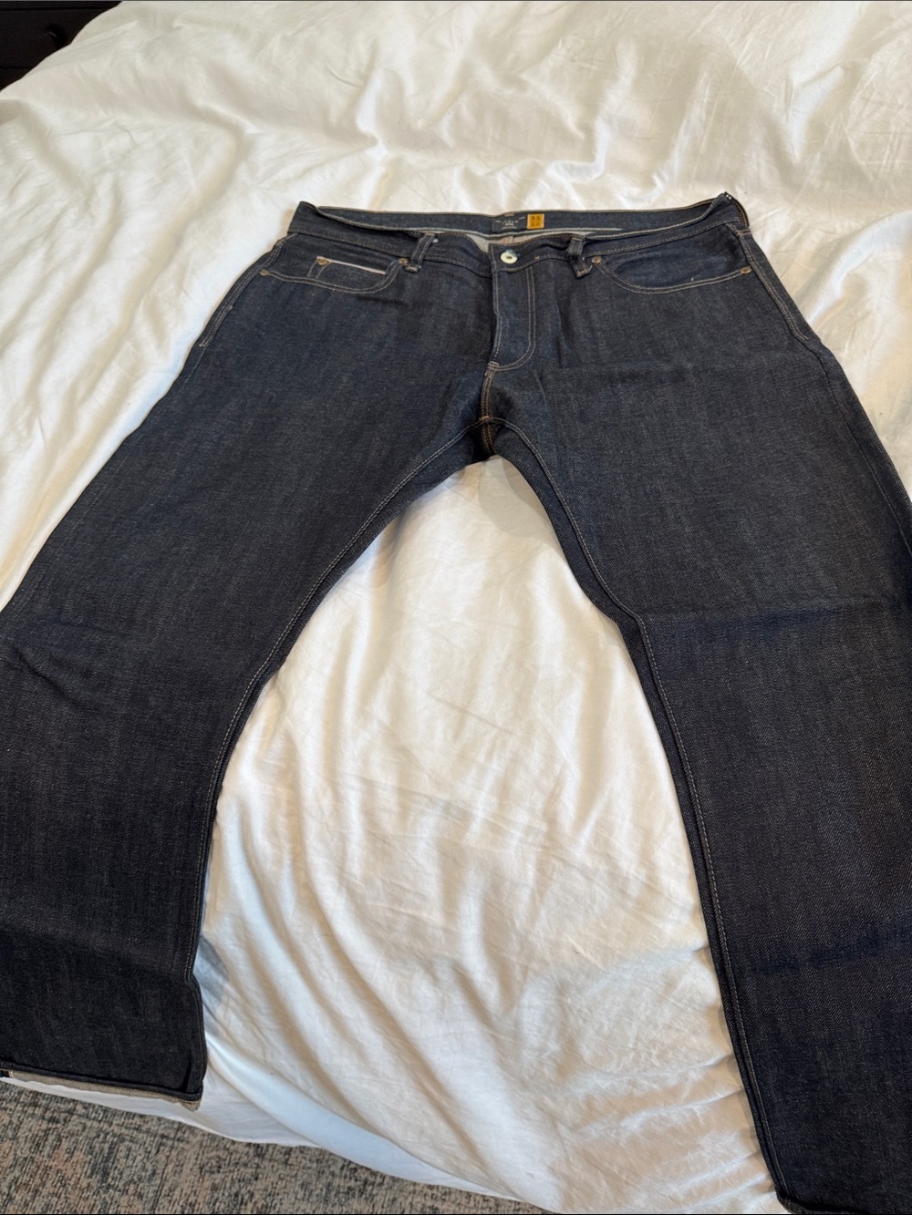 J Crew Old School Men's Dark Indigo Slim Straight Leg Jeans,Rigid Denim